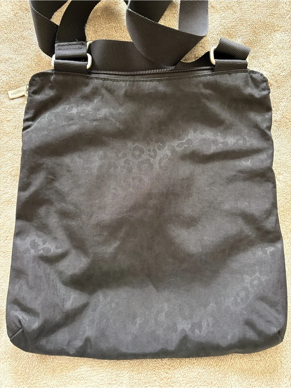 Baggallini Black Nylon Crossbody with Subtle Leopard Texture